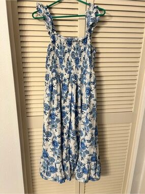 Haute Hippie Blue and White Floral Smocked Dress
